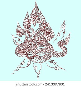 Illustration of 5 headed Naga vector for card, decoration, illustration