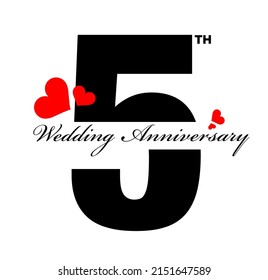 illustration of a 5th wedding anniversary postcard