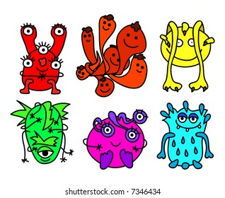  Illustration of 6 different monsters