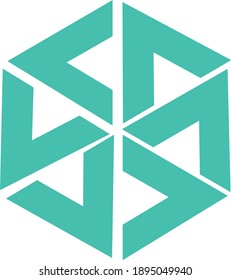 illustration of 6 triangles arranged into hexagons