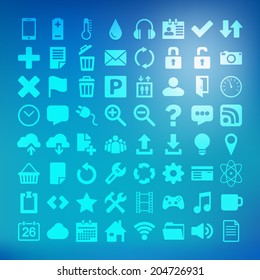 Illustration of 64 Universal Flat Vector Icon Set for web desighers, ui, sites, mobile etc.