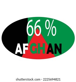 illustration 66% Afghanistan sign label vector art with colorful stylish looking font