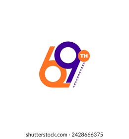 ILLUSTRATION 69th ANNIVERSARY DESIGN SIMPLE TEMPLATE LOGO ICON LABEL VECTOR