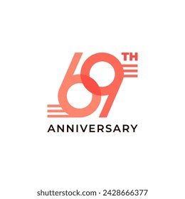ILLUSTRATION 69th ANNIVERSARY DESIGN SIMPLE TEMPLATE LOGO ICON LABEL VECTOR