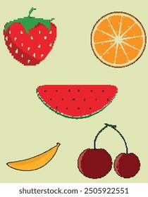 illustration 8 bit art (Fruit Pixal Art)