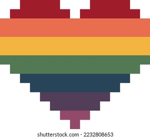 Illustration of 8 bit heart of pride - vector