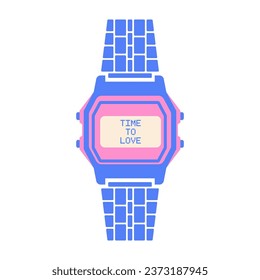 Illustration of a 90s 00s wristwatch on a white background