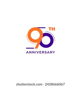 ILLUSTRATION 90th ANNIVERSARY DESIGN SIMPLE TEMPLATE LOGO ICON LABEL VECTOR