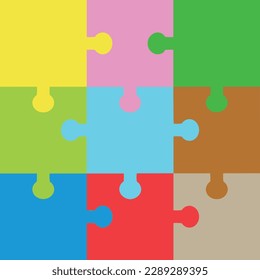 Illustration of a 9-piece jigsaw puzzle.