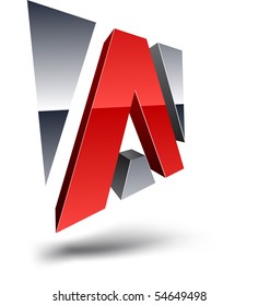 Illustration of "A" 3d design element.