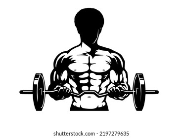 Illustration of a, Man with barbell