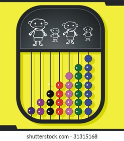 illustration abacus on the slate 	