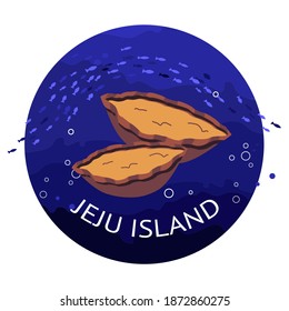 illustration with abalone on jeju island. Jeju-do island symbol. Modern abstract design for packaging, paper, fabric, interior decor, souvenirs, menu and clothes