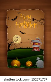 illustration of abandoned haunted house in halloween night