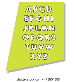 Illustration abc alphabet font, hand drawn artistic lettering, cartoon style, isolated / vector eps 10