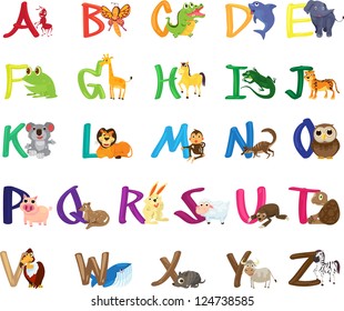 Animals Alphabet Letter Z Various Animals Stock Vector (Royalty Free ...