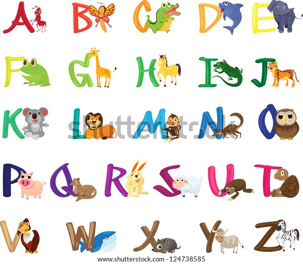 Illustration Abc Animal Set Stock Vector (Royalty Free) 124738585