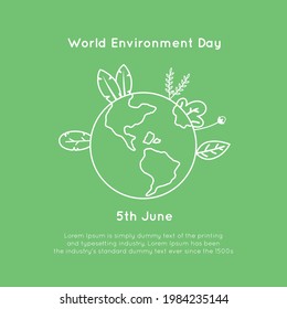 An illustration about 5 june world environment day white and green vector design 