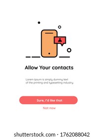 An illustration about allow your contacts permission flat vector ui ux template mobile.