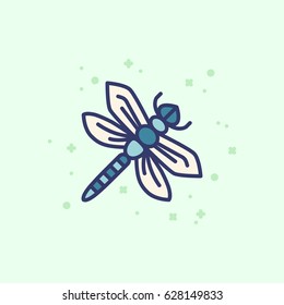 Illustration about animals. Colorful outline icon of a dragonfly