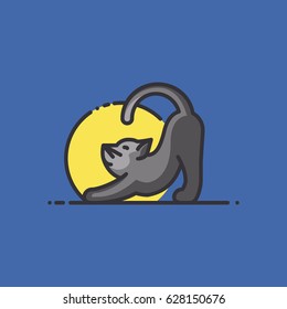 Illustration about animals. Colorful outline icon of a cat