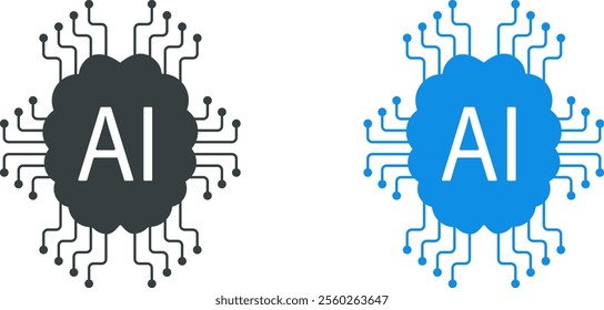 Illustration about artificial intelligence in the form of a human brain, flat vector illustration