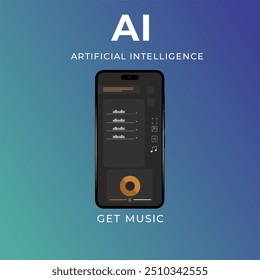 Illustration about artificial intelligence with mobile device