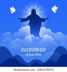 Illustration about the ascension of Jesus Christ, vector design. The Ascension of Jesus to Heaven.