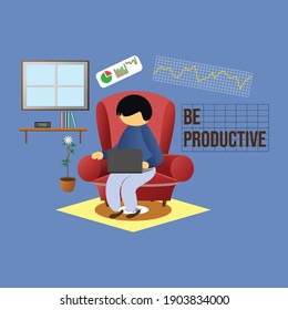 an illustration about being productive at home