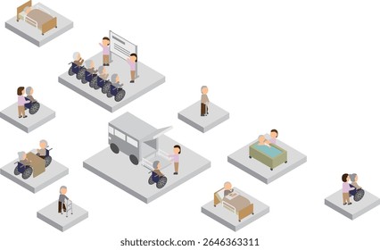 Illustration about care with isometric copy space