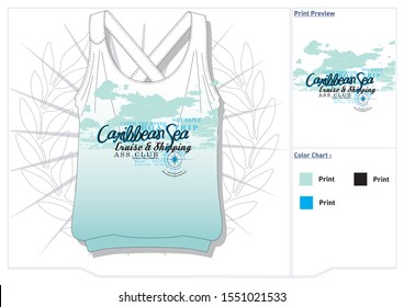 illustration about Caribbean Sea, Boat Trip design slogan, women t-shirt graphics, typography