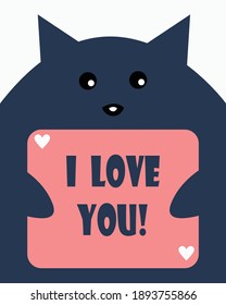 An illustration about celebrate valentine day, a cat holding a sign vector background design. 