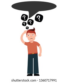 Illustration about Confused guy cartoon character isolated on white background. Confused boy. Vector stock. Illustration of cute