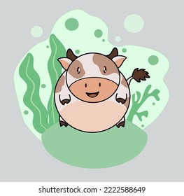 Ilustración sobre una vaca, caricatura, animal, vetor