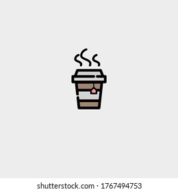 An illustration about a cup of tea glat icon vector design.