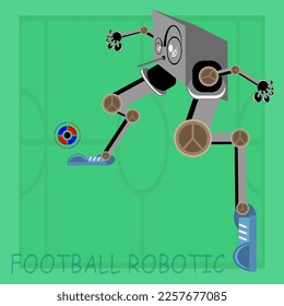 ilustración sobre el diseño de un robot jugando fútbol