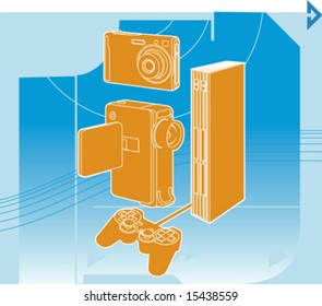 Illustration about entertainment technology with background