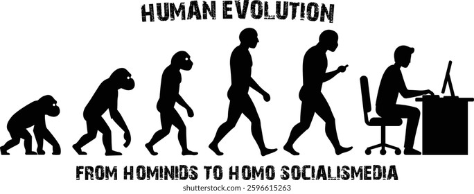 Illustration about the evolution of man