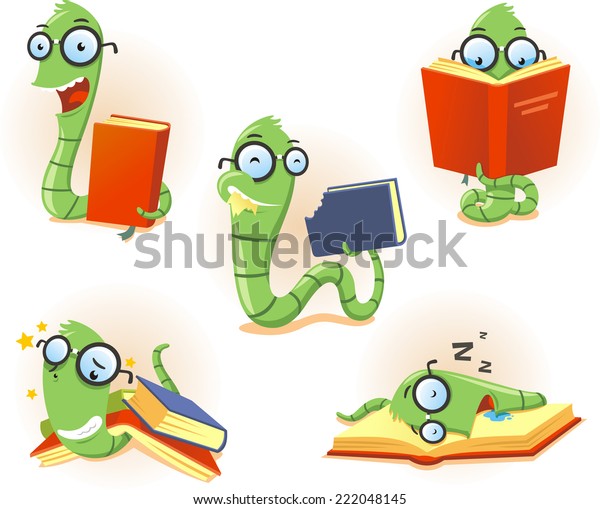 Illustration About Funny Bookworm Set Bookworm Stock Vector (Royalty ...