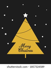 An illustration about gold christmas tree  poster, card invitation, brochure, banner vector design.