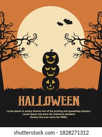 An illustration about halloween invitation card, poster, brochure, banner with pumpkin evil eyes vector design