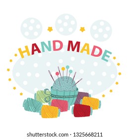 illustration about hand made with thread and needle