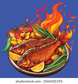 illustration about Indonesian culinary delights