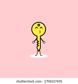 An illustration about key character kissing face with smiling face simple vector