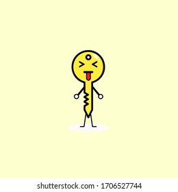 An illustration about key character squinting face with tongue simple vector