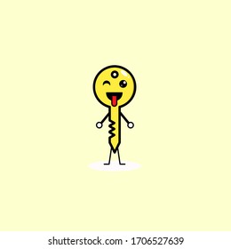 An illustration about key character winking face wit tongue simple vector