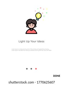 An illustration about light up your ideas bulp flat vector ui ux template design.