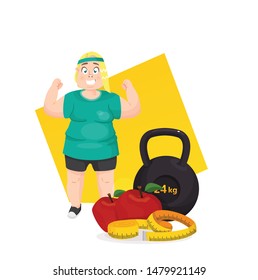 illustration about losing weight with a fat woman vector