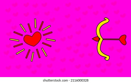  Illustration about making someone fall in love, love heart background in cartoon style