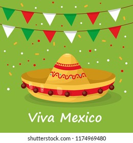 illustration about mexico with mexican hat, vector